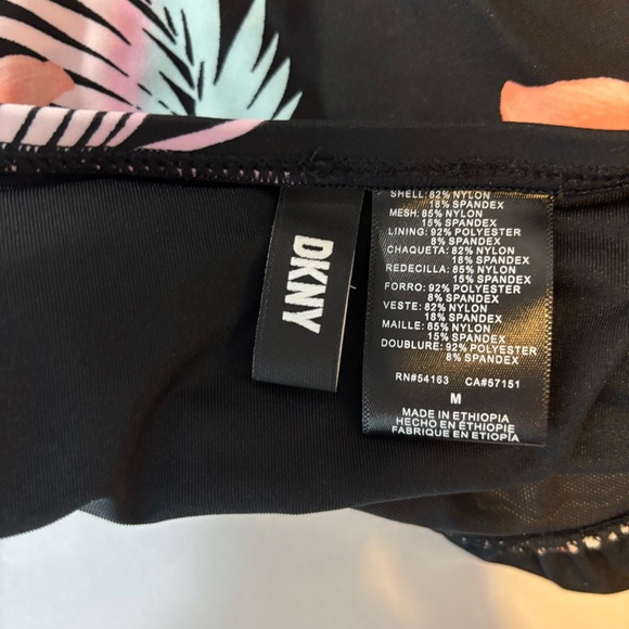 DKNY halter one piece swim bathing suit black pink tropical print size medium - Picture 9 of 11